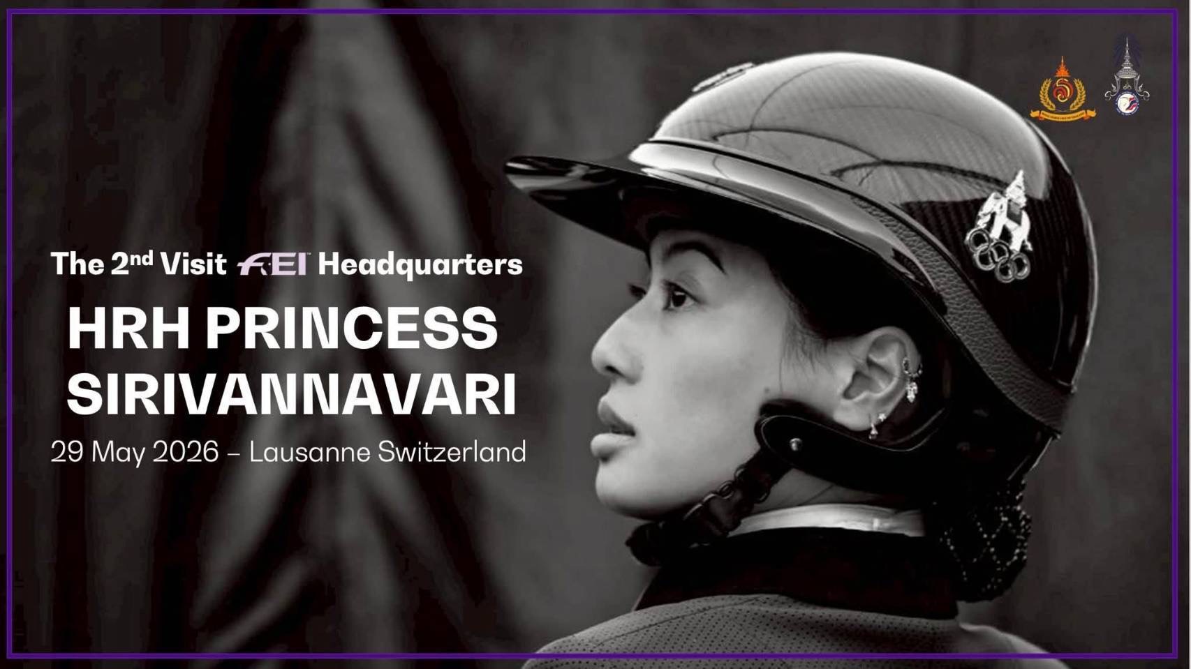 สมเด็จพระเจ้าลูกเธอ เจ้าฟ้าสิริวัณณวรี นารีรัตนราชกัญญา ทอดพระเนตรการดำเนินงานของสหพันธ์กีฬาขี่ม้านานาชาติ (FEI) ณ เมืองโลซาน สมาพันธรัฐสวิส